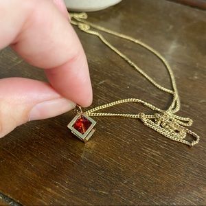 Lauren Conrad long box necklace with red stone